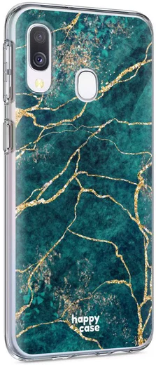 HappyCase Samsung Galaxy A40 Flexibel TPU Hoesje Aqua Marmer Print afbeelding 6