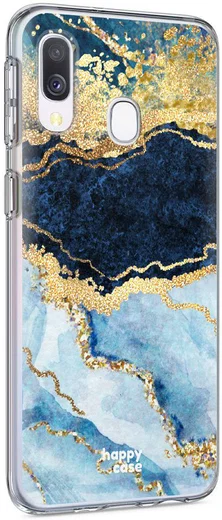 HappyCase Samsung Galaxy A40 Flexibel TPU Hoesje Blauw Marmer Print afbeelding 6