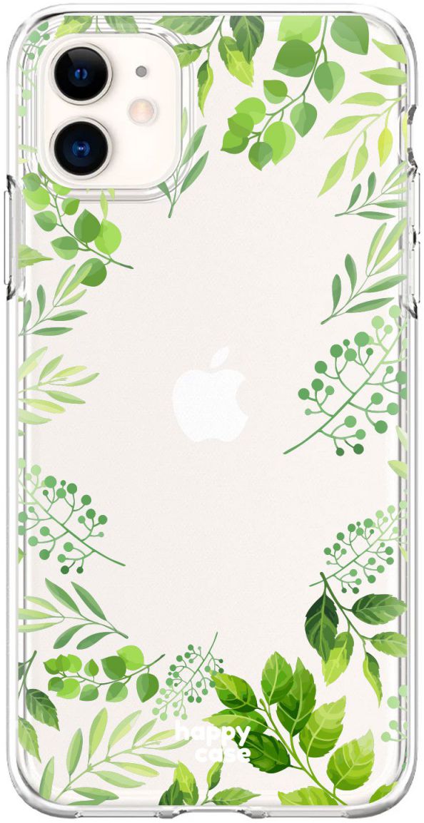 HappyCase Apple iPhone 11 Hoesje Flexibel TPU Leaves Print afbeelding 1