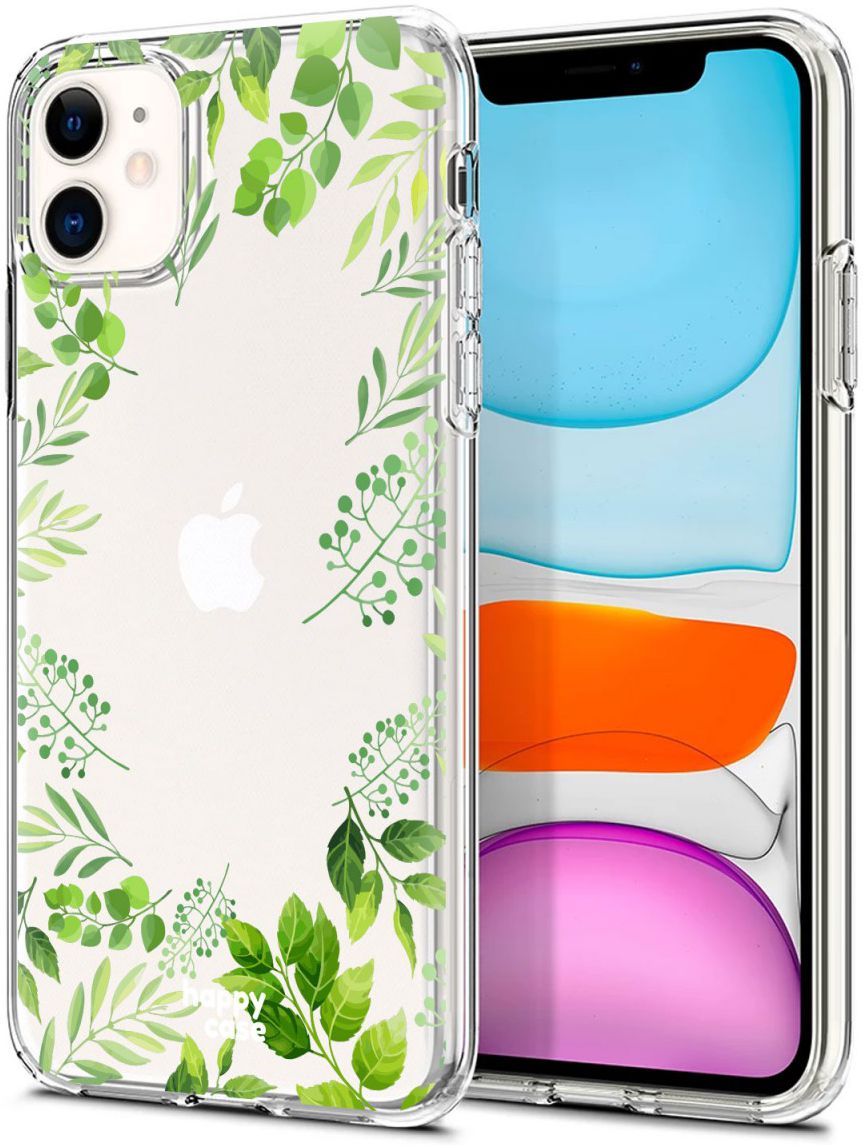 HappyCase Apple iPhone 11 Hoesje Flexibel TPU Leaves Print afbeelding 2