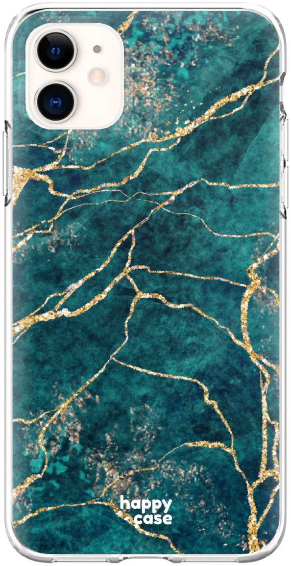HappyCase Apple iPhone 11 Hoesje Flexibel TPU Aqua Marmer Print afbeelding 1