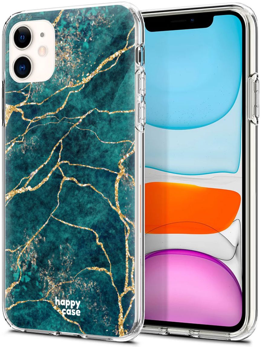 HappyCase Apple iPhone 11 Hoesje Flexibel TPU Aqua Marmer Print afbeelding 2