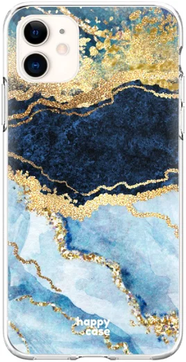 HappyCase Apple iPhone 11 Hoesje Flexibel TPU Blauw Marmer Print afbeelding 1