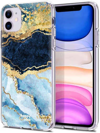HappyCase Apple iPhone 11 Hoesje Flexibel TPU Blauw Marmer Print afbeelding 2