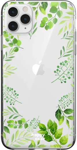 HappyCase iPhone 11 Pro Max Hoesje Flexibel TPU Leaves Print afbeelding 1