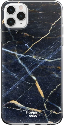 HappyCase iPhone 11 Pro Max Hoesje Flexibel TPU Donker Marmer Print afbeelding 1