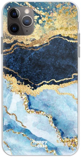 HappyCase iPhone 11 Pro Max Hoesje Flexibel TPU Blauw Marmer Print afbeelding 8
