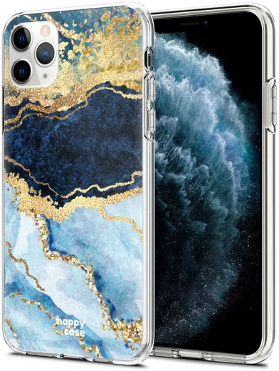 HappyCase iPhone 11 Pro Hoesje Flexibel TPU Blauw Marmer Print afbeelding 2