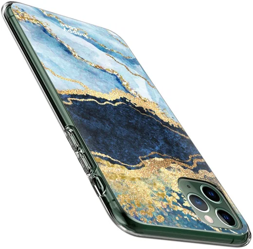 HappyCase iPhone 11 Pro Hoesje Flexibel TPU Blauw Marmer Print afbeelding 6