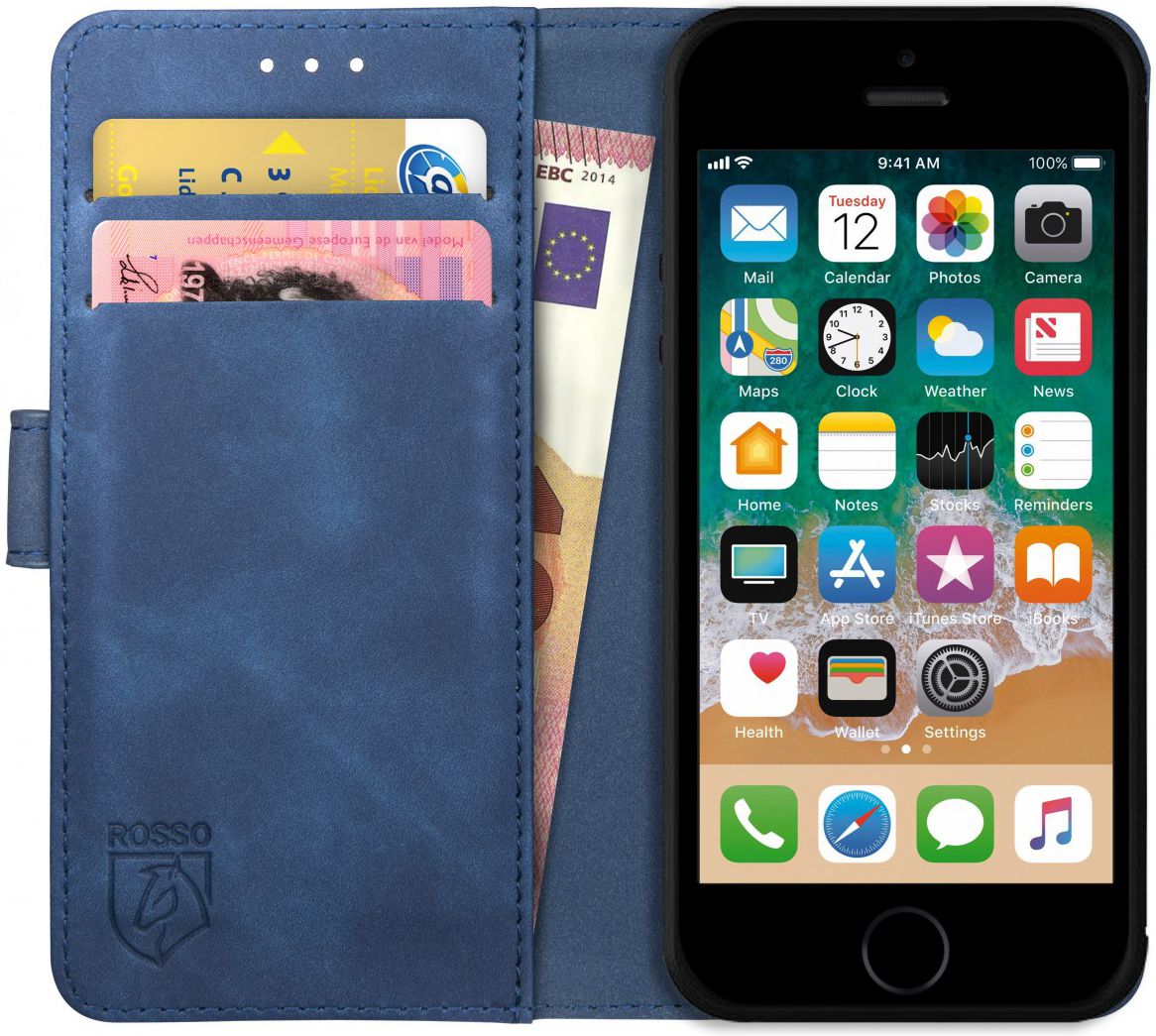 Rosso Element Apple iPhone 5/5S/SE Hoesje Book Cover Blauw afbeelding 1