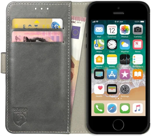 Rosso Element Apple iPhone 5/5S/SE Hoesje Book Cover Grijs afbeelding 1