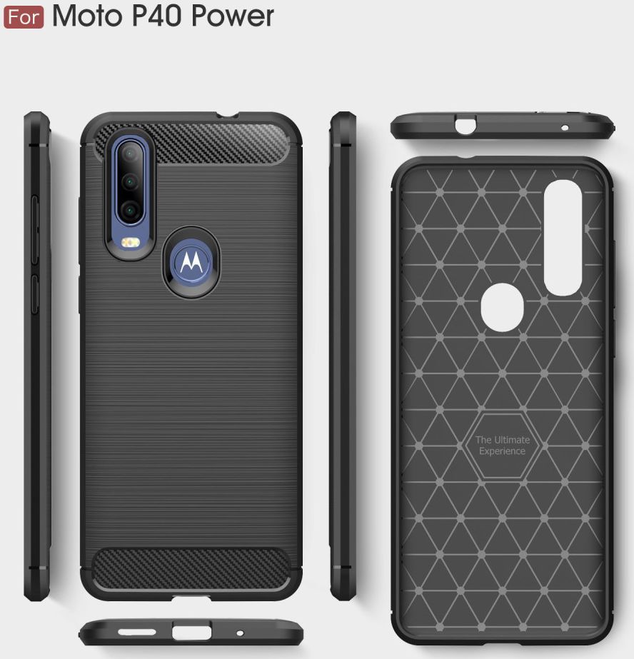 Motorola One Action Geborsteld TPU Hoesje Zwart afbeelding 12