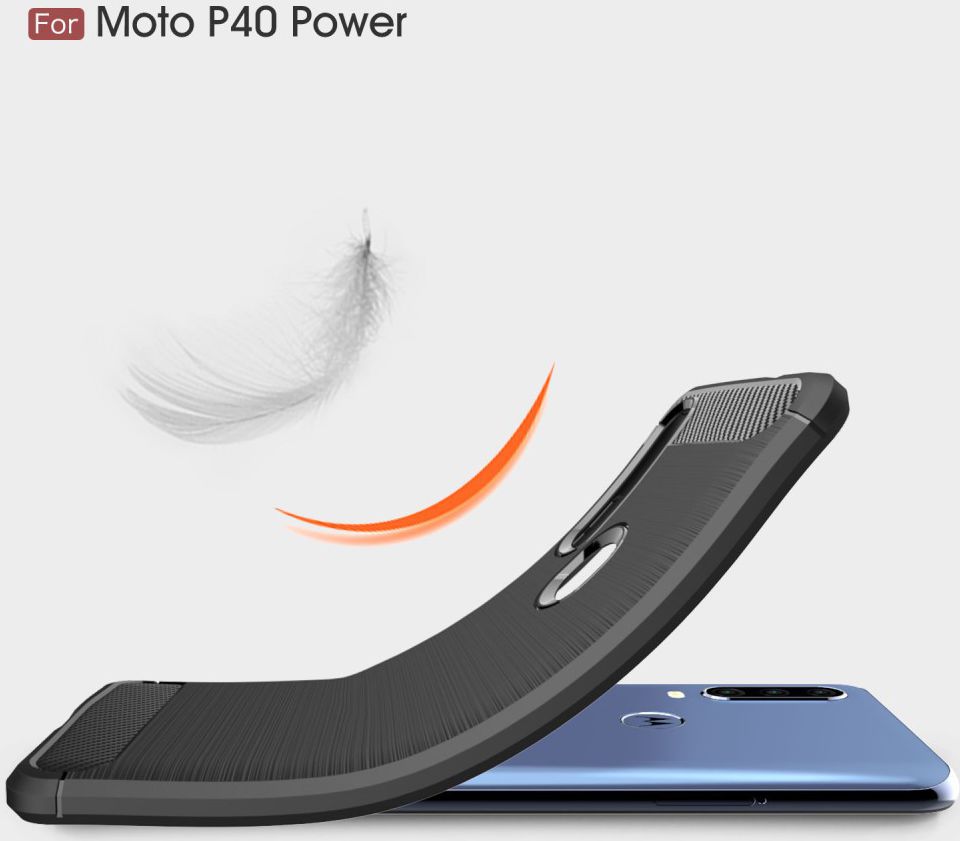 Motorola One Action Geborsteld TPU Hoesje Zwart afbeelding 4