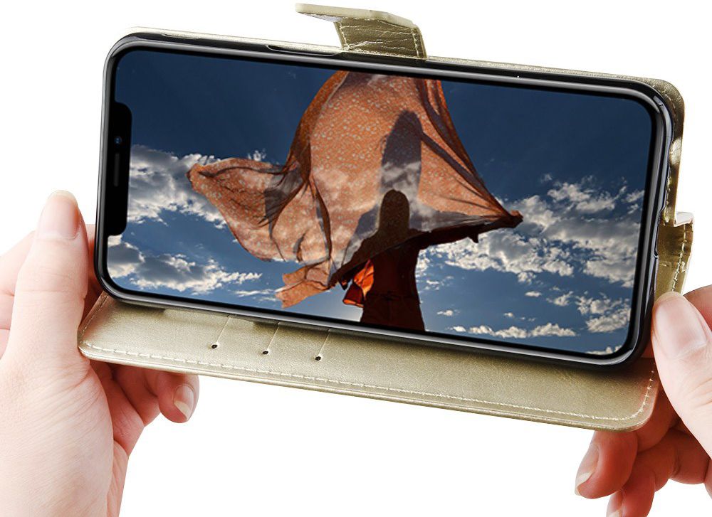 Motorola One Action Portemonnee Hoesje Goud afbeelding 9