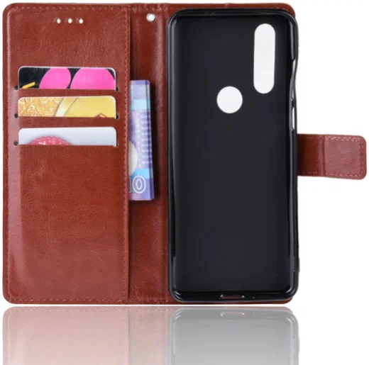 Motorola One Action Portemonnee Hoesje Bruin afbeelding 3