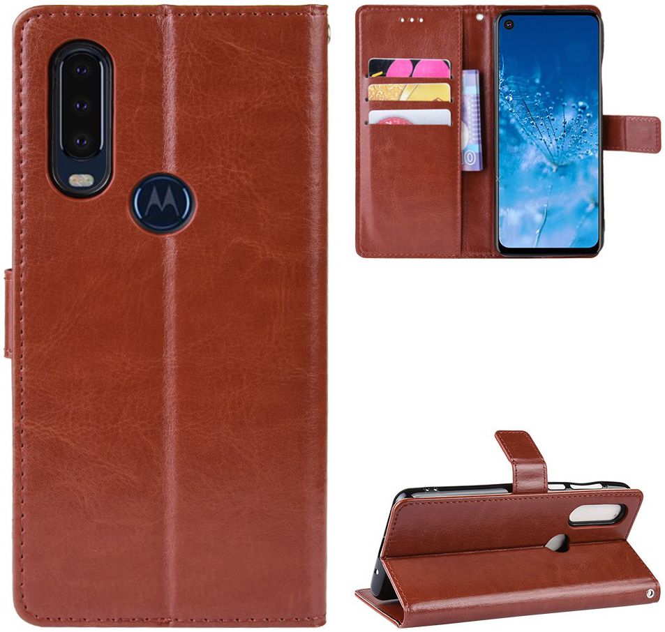 Motorola One Action Portemonnee Hoesje Bruin afbeelding 7