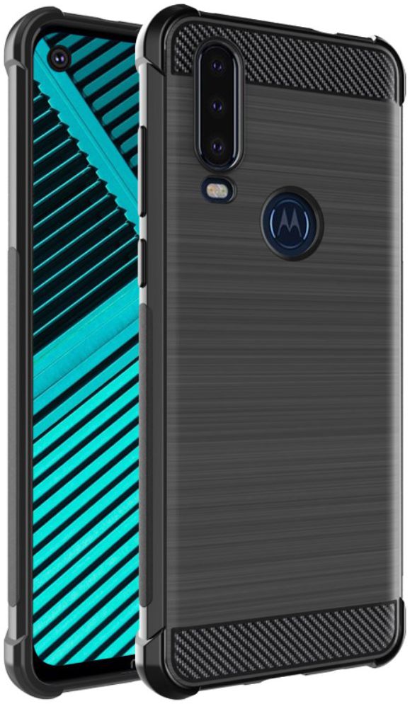 IMAK Vega Series Motorola One Action Hoesje Geborsteld TPU Zwart afbeelding 1