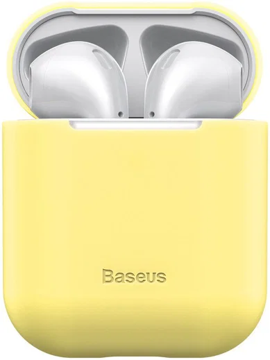 Baseus Ultradun Siliconen Apple AirPods Hoesje Geel afbeelding 2