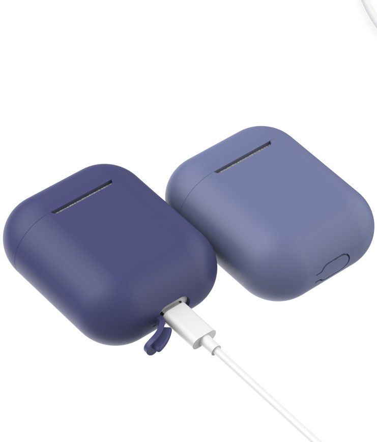 Apple AirPods Flexibel Zacht Siliconen Hoesje Donker Blauw afbeelding 3
