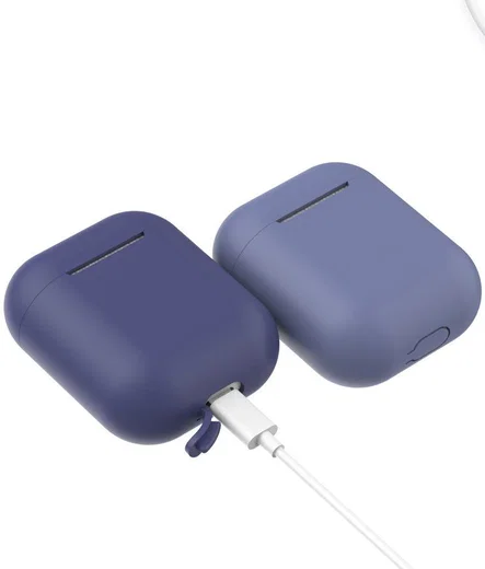 Apple AirPods Flexibel Zacht Siliconen Hoesje Donker Blauw afbeelding 3