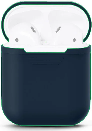 Apple AirPods Stevig Siliconen Hoesje Donker Blauw afbeelding 4