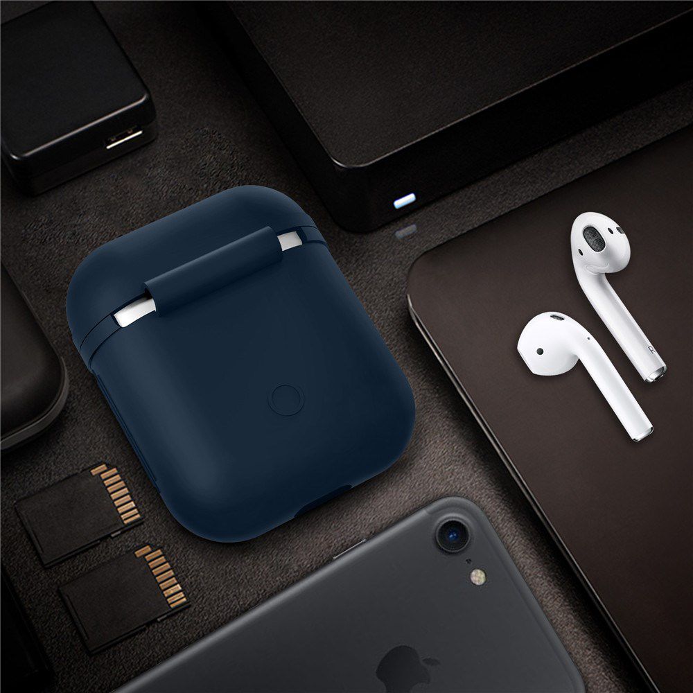 Apple AirPods Stevig Siliconen Hoesje Donker Blauw afbeelding 2