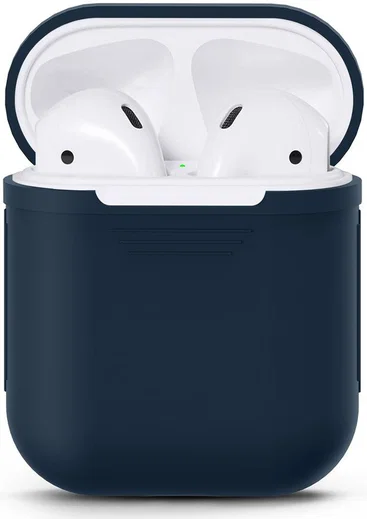 Apple AirPods Stevig Siliconen Hoesje Donker Blauw afbeelding 1