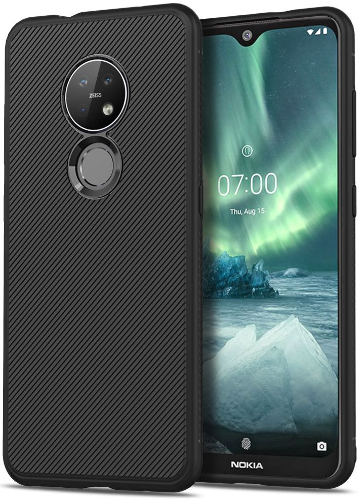 Nokia 6.2 / 7.2 Twill Slim Texture TPU Hoesje Zwart afbeelding 1