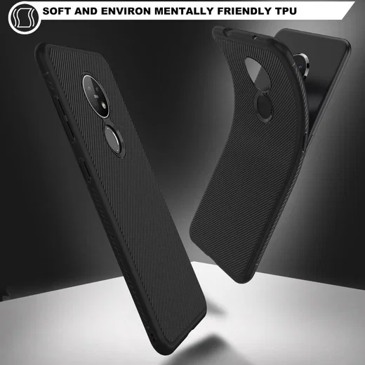 Nokia 6.2 / 7.2 Twill Slim Texture TPU Hoesje Zwart afbeelding 4