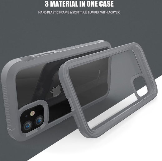 Apple iPhone 11 Hoesje Hybride Full Protect Grijs afbeelding 4