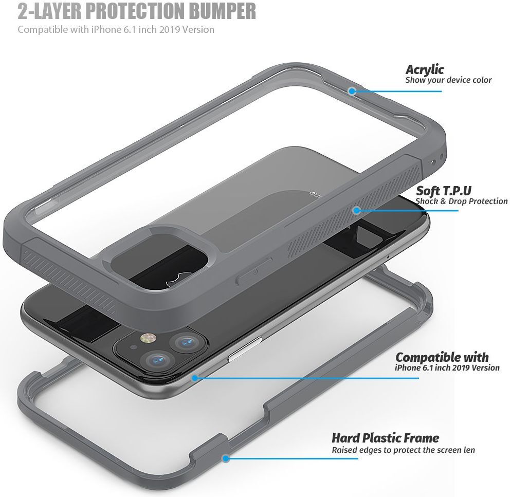 Apple iPhone 11 Hoesje Hybride Full Protect Grijs afbeelding 2