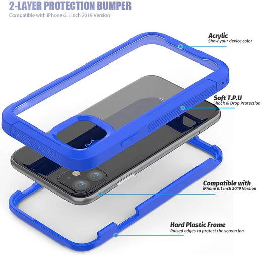 Apple iPhone 11 Hoesje Hybride Full Protect Blauw afbeelding 2