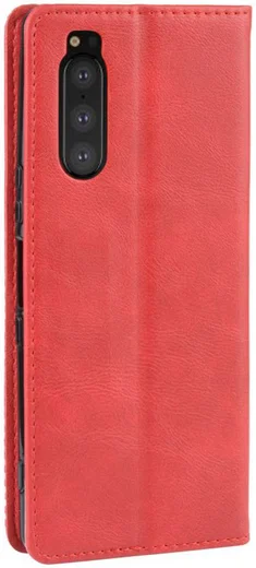Sony Xperia 5 Retro Portemonnee Hoesje Rood afbeelding 6