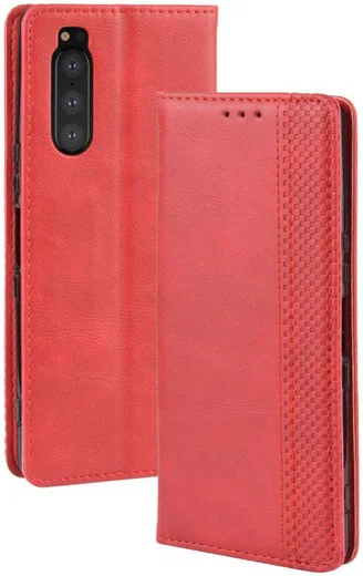 Sony Xperia 5 Retro Portemonnee Hoesje Rood afbeelding 7