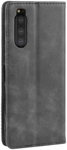 Sony Xperia 5 Retro Portemonnee Hoesje Grijs afbeelding 4