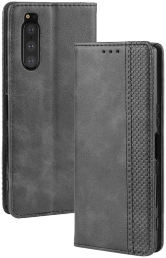 Sony Xperia 5 Retro Portemonnee Hoesje Grijs afbeelding 5