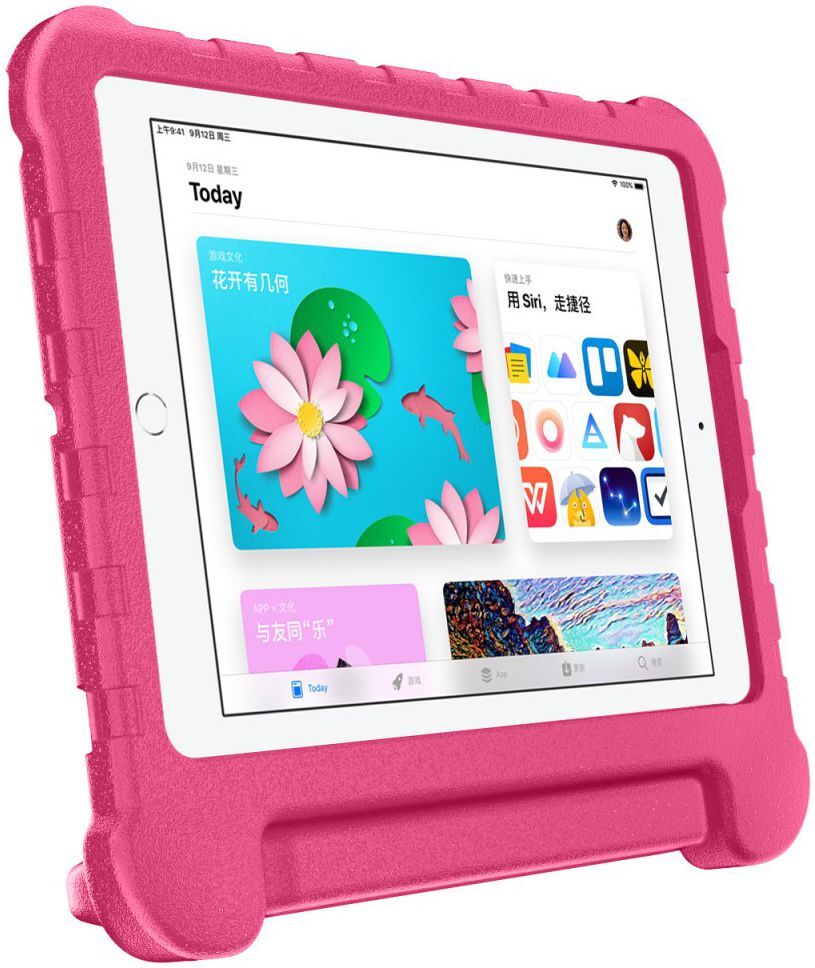 iPad 9.7 2017/2018/Air/Air 2 Kinder Tablethoes met Handvat Roze afbeelding 6