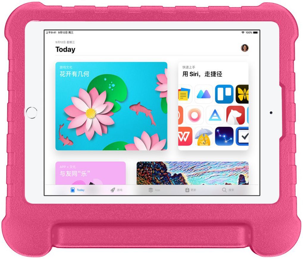 iPad 9.7 2017/2018/Air/Air 2 Kinder Tablethoes met Handvat Roze afbeelding 7