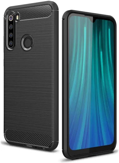 Xiaomi Redmi Note 8 Geborsteld TPU Hoesje Zwart afbeelding 1