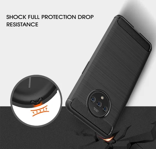 OnePlus 7T Geborsteld TPU Hoesje Zwart afbeelding 8