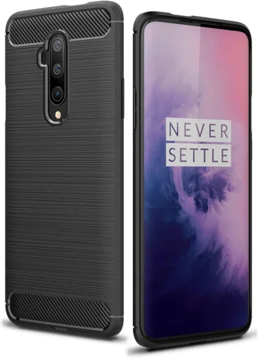 OnePlus 7T Pro Geborsteld TPU Hoesje Zwart afbeelding 1