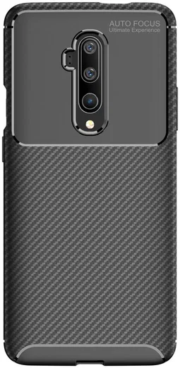 OnePlus 7T Pro Siliconen Carbon Hoesje Zwart afbeelding 1