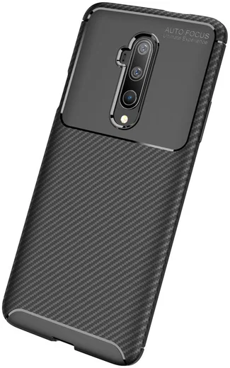 OnePlus 7T Pro Siliconen Carbon Hoesje Zwart afbeelding 6