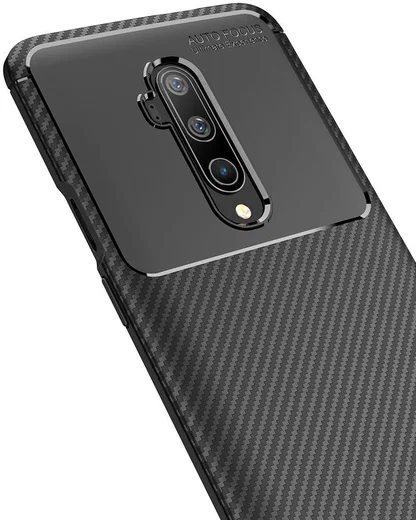 OnePlus 7T Pro Siliconen Carbon Hoesje Zwart afbeelding 4