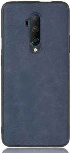 OnePlus 7T Pro Back cover met Lederen Coating Blauw afbeelding 1