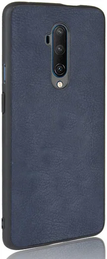 OnePlus 7T Pro Back cover met Lederen Coating Blauw afbeelding 2