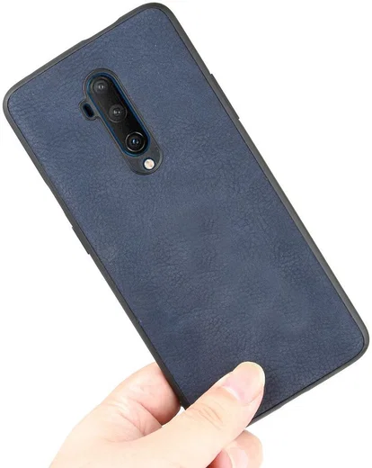 OnePlus 7T Pro Back cover met Lederen Coating Blauw afbeelding 3