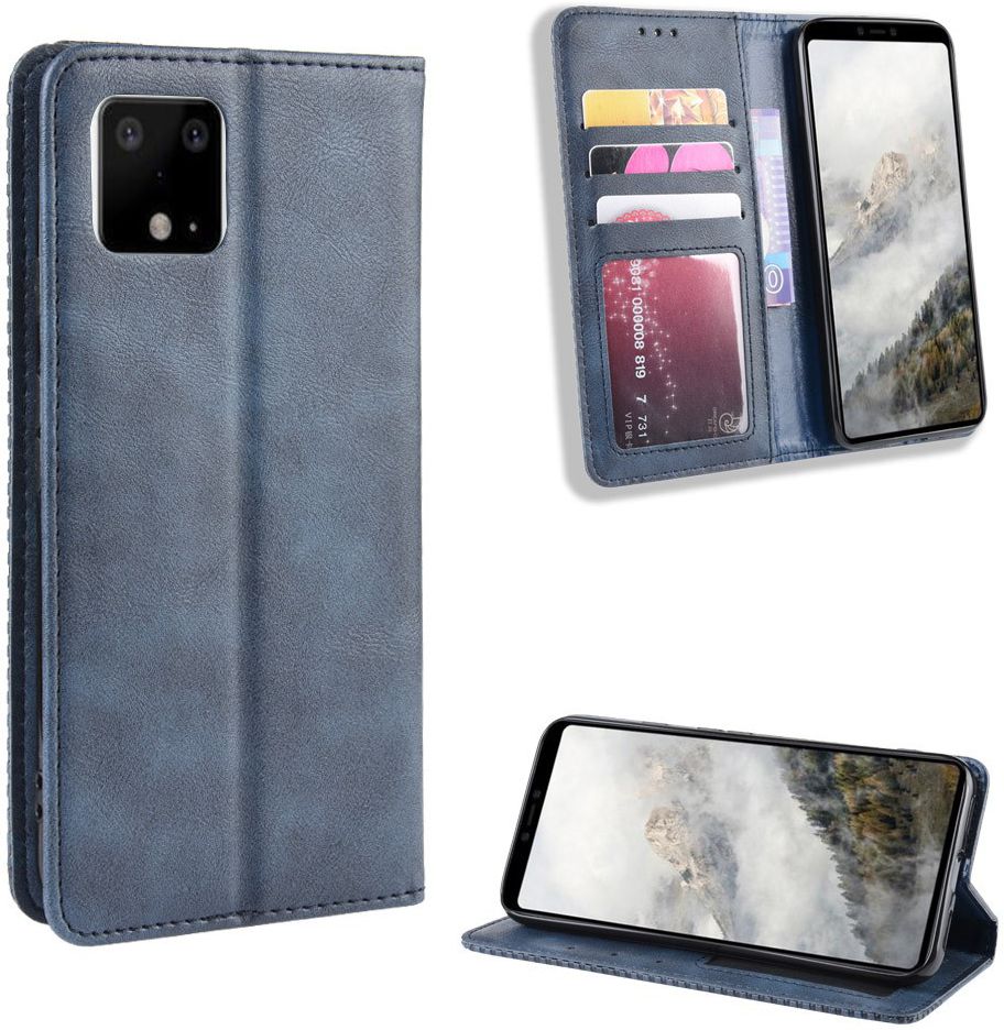 Google Pixel 4 Vintage Portemonnee Hoesje Blauw afbeelding 7