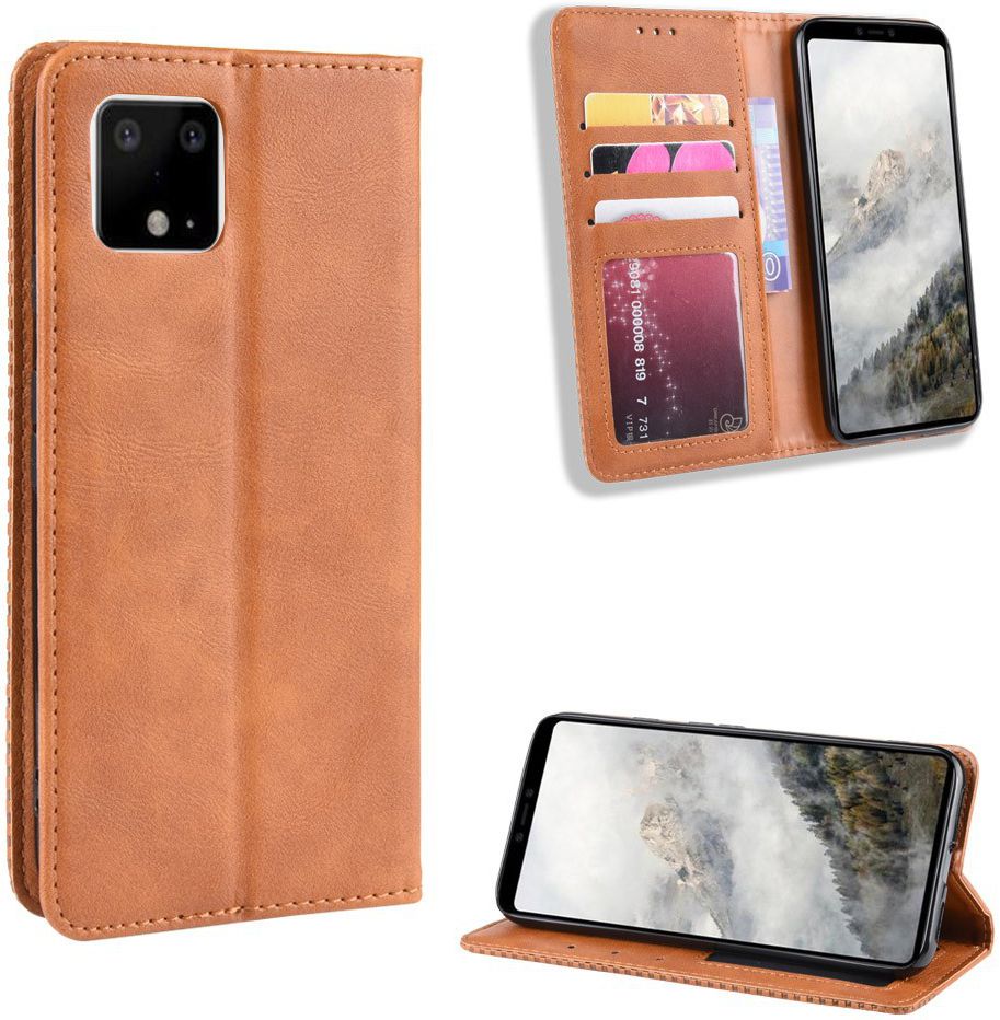 Google Pixel 4 Vintage Portemonnee Hoesje Bruin afbeelding 11
