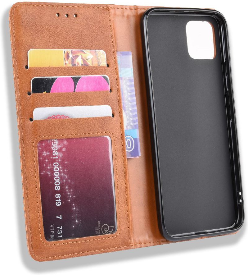 Google Pixel 4 Vintage Portemonnee Hoesje Bruin afbeelding 4
